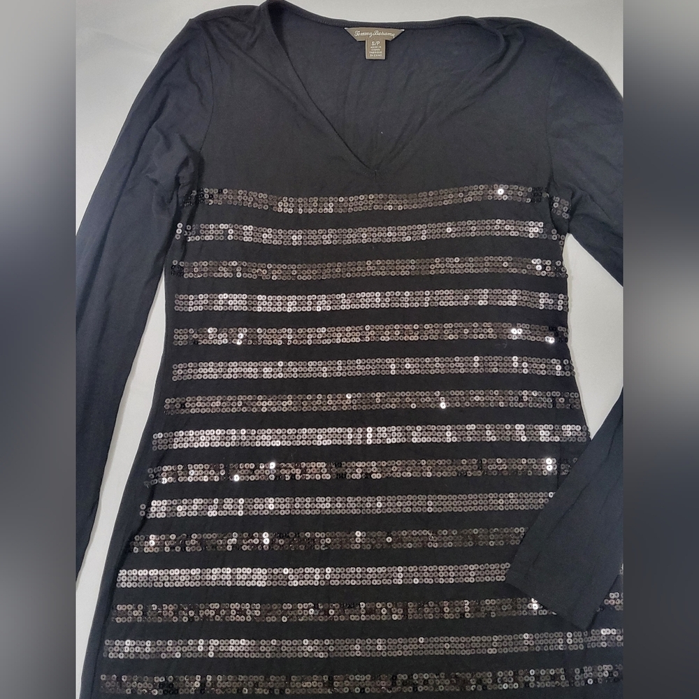 Tommy Bahama Classic Black Dress With Black Sequence.